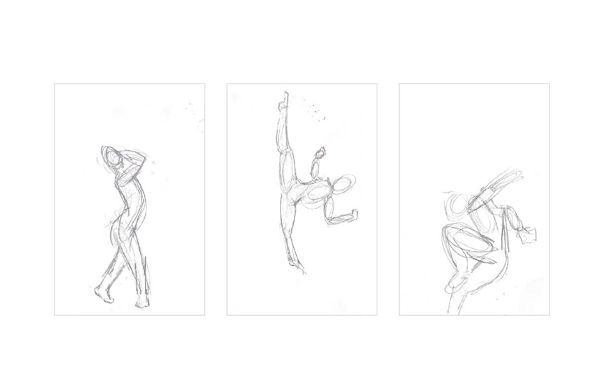 Pencil sketches of dance movement.