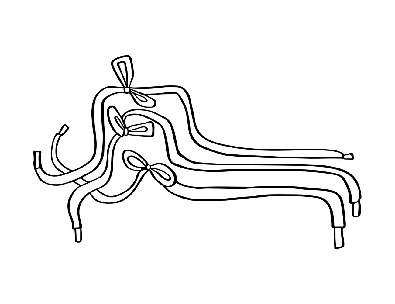 Shoe drawing six: three shoelaces stacked on each other, mimicking the shape of a shoe.