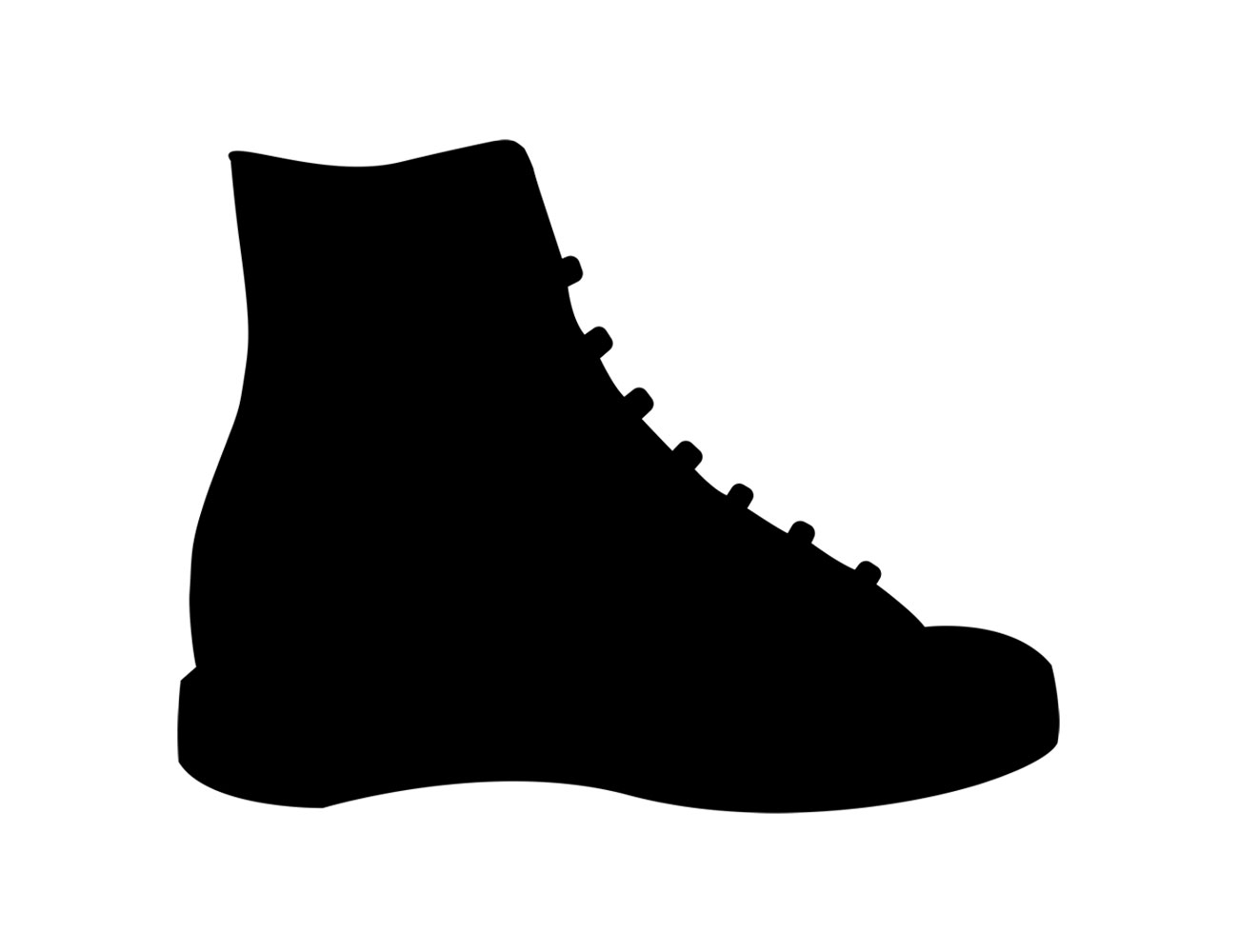 Shoe drawing one: black silhouette.
