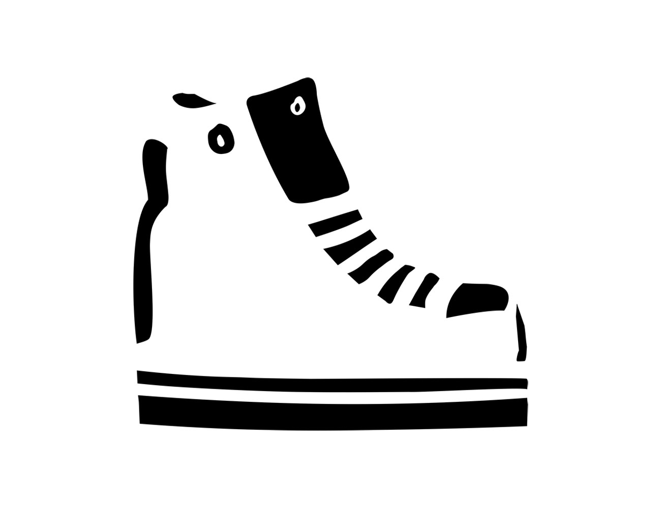 Shoe drawing seven: a line drawing with more uniform shapes.