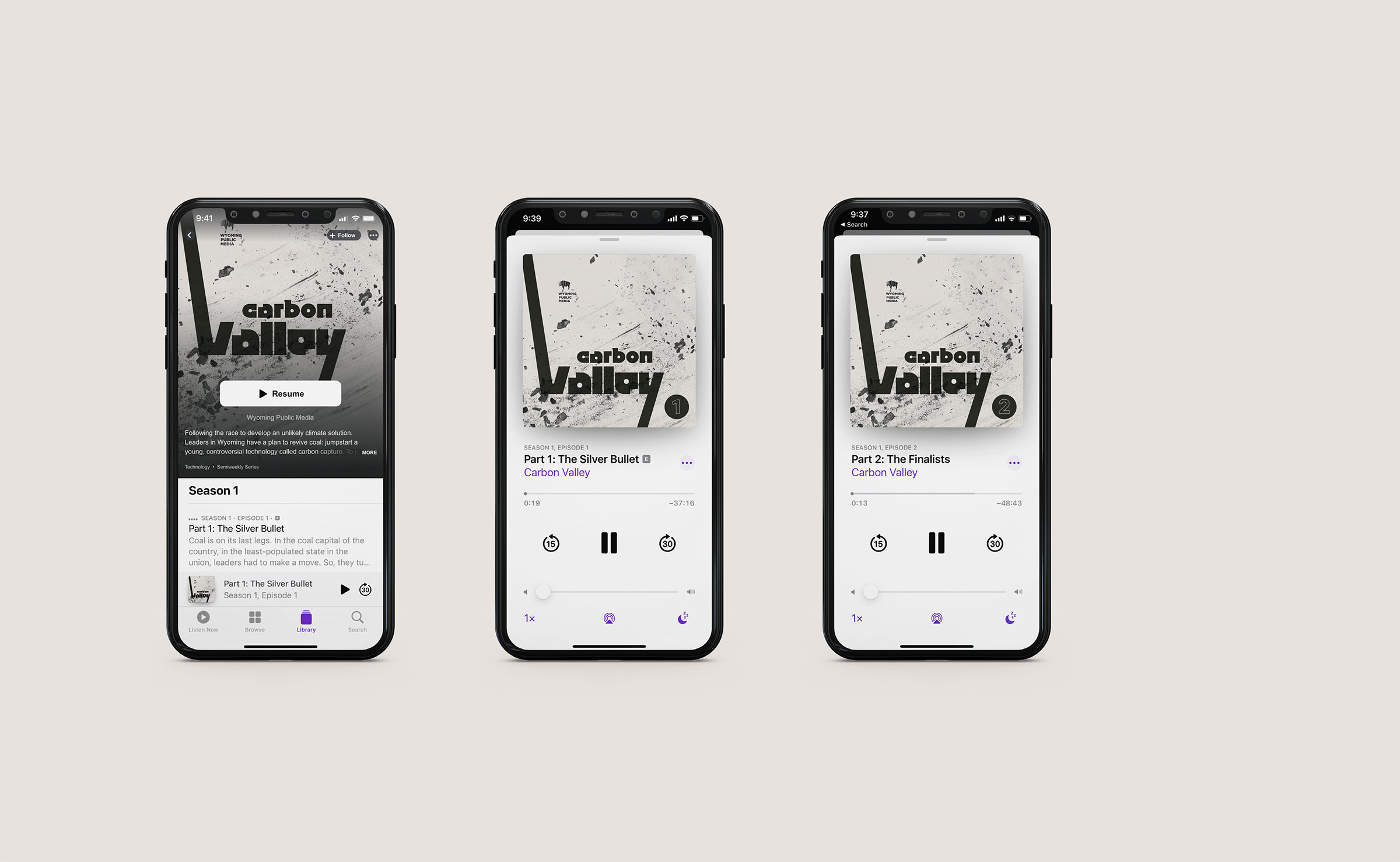 Apple Podcast mockups shown on an iPhone.